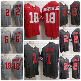 Ohio State Buckeyes Football Chris Olave 2 Emeka Egbuka Jerseys 1 Justin Fields 18 Marvin Harrison Jr. 6 Kyle McCord Black Stitched Red New Style Mens Jersey