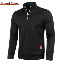 Mens Sweaters Spring Thicker Sweatshirts Half Zipper Pullover for Male Hoody Man Sweatshir Autumn Solid Color Turtleneck 231113