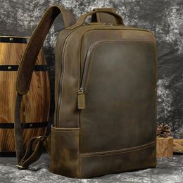 Backpack 2023 Arrival Leather Computer 15.6 Inch Laptop Bag For Men Male Travel Bags Vintage Business Daypack