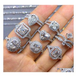 Wedding Rings Choucong Unique Luxury Jewelry Real 925 Sterling Sier Mti Style Ring White Topaz Cz Diamond Gemstones Women Band For D Dhv6M