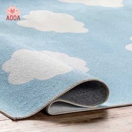 Carpets Clouds Fluffy Rug For Kids Bedroom Hair Foot Mat Soft Nursery Play Mats For ChildrenFloor Mat Blue Carpet For Living Room W0413