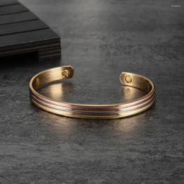 Bangle Ikuinen Copper Bracelets Magnetic Adjustable Soft Open Cuff High Magnets Bangles Resizable Jewelry Men Women