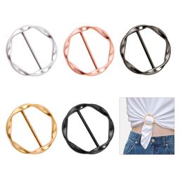 High Quality Silk Scarf Ring Clip T-shirt Tie Clips for Women Fashion Metal Round Circle Clip Buckle Clothing Ring