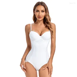 Women's Shapers White Bodysuit Body Shaper Women Skinny Bodycon Thin Sleeveless With Underwire Bra Sexy (Smaller Design)
