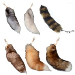 Keychains Cute Animal Tail Keychain Personalised Fur Pendant Key Chain Bags Charm Keys Holder Keyring Gift For Women Girl