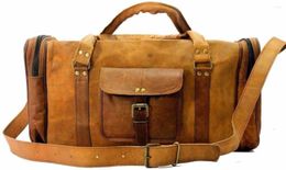 Duffel Bags Men 24" Real Leather Travel Bag Weekend Gym Sport Overnight Luggage