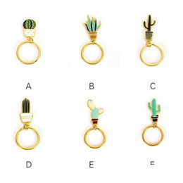 Keychains Lanyards Succent Potted Keyrings Cactus Beach Style Design Keychain Creative Car Key Holder Cute Finder Bag Ring Dhgarden Dhymc