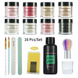 Nail Glitter Acrylic Powder Set And Liquid Monomer Full Tools Kit Crystal Brush Forms Tips Manicure