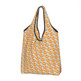 Shopping Bags Bagel Food Funny Pattern Women's Casual Shoulder Bag Large Capacity Tote Portable Storage Foldable Handbags