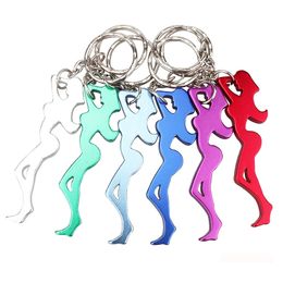 Party Favours Girl Shape Aluminium Alloy Beer Bottle Opener Keychain Key Tag Chain Ring Accessories Wholesale