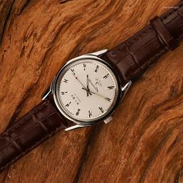 Wristwatches Shanghai Watch Diamond Brand Men's Manual Mechanical Luminous Spring Waterproof Steel Belt Leather 7120 Movement