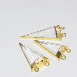 Pendant Necklaces Fashion Jewellery Natural Stone Triangle Necklace 2023 Femme Gold Plated Clear Crystal Quartz Arrow Women Real 5pc