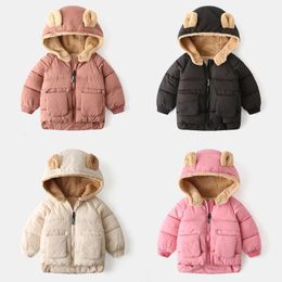 Para baixo casaco de inverno para meninas da criança menina roupas de inverno inverno mais veludo grosso parka meninas meninos algodão com capuz jaqueta 231114