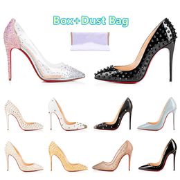 High Heels Dress Shoes New Fashion Heel for Women Lady Party Wedding Triple Black Nude Yellow Pink White Glitter Spikes Pointed Toes Pumps Dress shoes