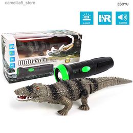 Electric/RC Animals New Lighting Infrared RC Crocodile Simulative Remote Control Animal ElectricToy with Sound Funny Terrifying Christmas Kids Gift Q231114