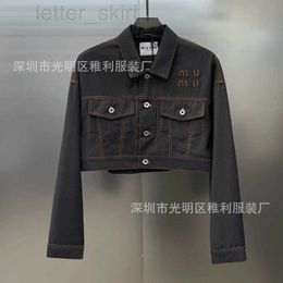 Women's Fur & Faux designer High version logo shirt style lined denim jacket with Mingxian contrasting Colour fashion for women MJM2