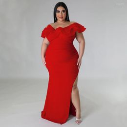 Plus Size Dresses Perl Petal Hip Maxi Dress For Women Pleated Regular Fit Long Charming Female Clothing Special Occasion Wear