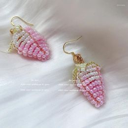 Dangle Earrings Beaded Hand Woven Three-dimensional Strawberry Fashion Simplicity Alloy Female Bohemia Rice Bead