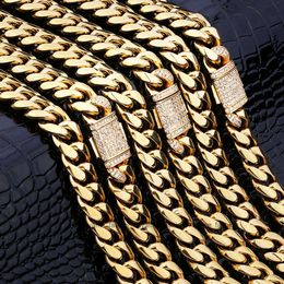 KRKC Gold Filled Miami Cuban Link Chain Necklace Cadena de oro Mens Jewellery Hip Hop Custom Cuban Chains Hiphop Jewellery