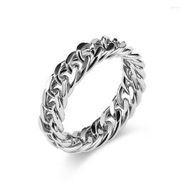 Wedding Rings Fashion Cuban Chain Ring 316 Stainless Steel Black Cool Men's High Brand Jewellery Women Drop Friend Gifts