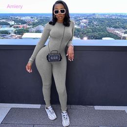 2023 Autumn Winter Jumpsuit New Fashion Solid Colour High Waist Tight Sports Fitness Jumpsuit For Woman Bodysuit Leggings Rompers