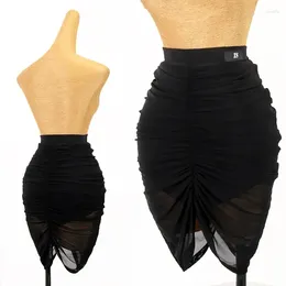 Stage Wear Latin Dance Clothe Sexy Mesh Wrap Hip Skirt Women Samba Rumba Practise Black Adult Salsa Costume DNV15182