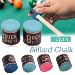 Billiard Balls 2pcs Cylindrical Pool Cue Chalk 2 Blocks Per Box Premium Snooker Tip Table Accessories Antiskid Device 230413