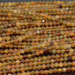 Loose Gemstones Natural Dark Yellow Tourmaline Faceted Round Beads 4mm