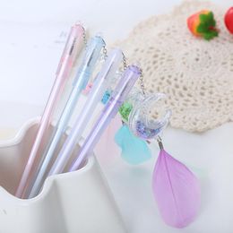 1Pcs Creative Sequin Feather Moon Pendant Gel Pens 0.5mm Kawaii Cute Pen Ink Gift School Office Supplies Stationery