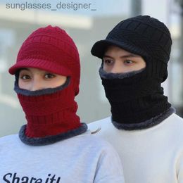 Beanie/Skull Caps Winter Hat for Men Skullies Beanies Hats Winter Beanies for Men Women Wool Scarf C Balaclava Mask Bonnet Knitted Hat for WomenL231114