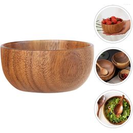 Bowls Flat Wooden Bowl Salad Container Soup Fruit Dinnerware Kitchen Accessories Serving Rice Utensils