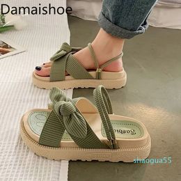 Sandals Sandias De Tacon Internet Women Shoes Summer Fairy Style Improve Fashion Student Platform Roman Lady Sands Flat Shoe 230413