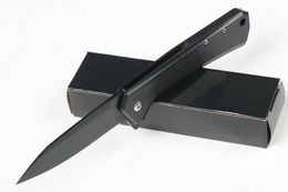 Top Quality Flipper Folding Blade Knife D2 Black Stone Wash Blade Black Stainless Steel Handle Fast Open EDC Pocket Folder Knives
