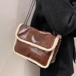 Evening Bags Fashion Shoulder Women Pu Leather Luxury Designer With Zipper Large Brown Crossbody Ladies Black Square Chain Purses