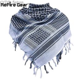 Scarves ReFire Gear Arab Tactical Shemagh Scarf Army Desert Headwear Military Keffiyeh Scarves 100% Cotton Paintball Combat Arabic Scarf YQ231114