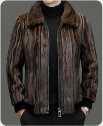 Men s Fur Faux Autumn and Winter Mink Fleece Trendy Top High End Coat Casual Middle Aged Youth Jacket Black Coffee 231114