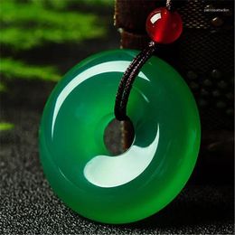 Pendant Necklaces High Quality Green Chalcedony Safety Buckle Jadeite Men And Women Style