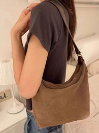 School Bags American Vintage Suede Shoulder Bag Four Season High Quality Ladies Girl Style Street Fashion Handbags 2023