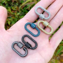 Charms OCESRIO DIY Bracelets Jewellery Making Crystal CZ Zircon Oval Carabiner Necklaces Finding Chm-a04