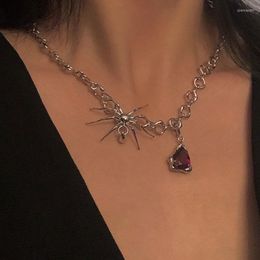 Chains Spider Necklace Women Red Crystal Necklaces Woman Fashion Pendant Lady Party Jewelry Silver Color Trendy Wholesale