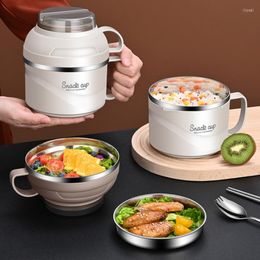 Bowls Q1JB Portable Office Bento Box Travel Home Stainless Steel Instant Noodles Bowl With Spoon Large Capacity Lunch