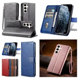 Business Leather Wallet Cases For Samsung S24 S23 FE Ultra S22 Plus A05 A05S A25 A35 A55 A15 A04 M54 A54 A34 A14 A04E A13 Retro Flip Cover ID Card Slot Holder Vintage Pouch
