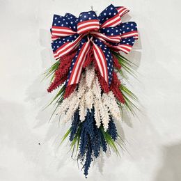 Decorative Flowers Independence Day Wreath Perfect Holiday Gift Handmade Garland Wall Door Hanging For Home Decor Outdoor Balcony Garlands