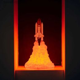 Night Lights 3D Printed LED Space Shuttle Rocket Night Lamp-USB Rechargeable Space Desk Light-Ideal Christmas and Birthday Gift for Children Q231114