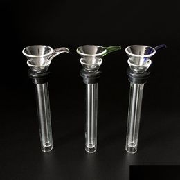 Smoking Pipes Glass Slides Set Male/Female Stem Slide Funnel Tube Rubber Grommet Downstem For Water Pipe Bong Drop Delivery Home Gar Dhlsg