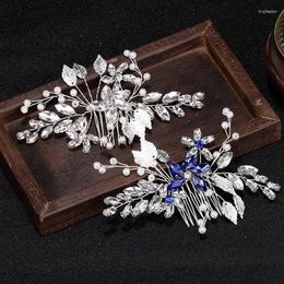 Hair Clips Crystal Comb For Women Hand-woven Leaf Headdress Combs Jewelry Bride Fashion Ornaments Wedding Pearls