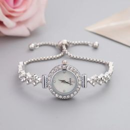 Wristwatches Women's Wristwatch Bracelet Watches Fashion Ladies Watchs Stainless Steel Rhinestone Quartz Wrist Reloj De Mujer