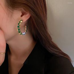 Hoop Earrings Trendy High Quality Luxurious Large C-shaped For Women Fashion Inlay Full Zircon Jewelry Gifts