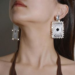 Stud Earrings Hand-woven Lafite Rhinestone French Light Luxury Elegant Alloy Circle Earring Women's Super Flash Dinner Party
