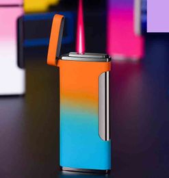 Latest Gradient Colour Torch Gas Jet Lighter Windproof Cigar Cigarette Butane Flame Lighters Inflatable Smoking Tool Accessories